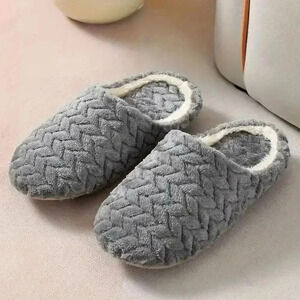 Women's Cozy Fluffy Anti-Skid Plush Slippers Gray Casual Winter